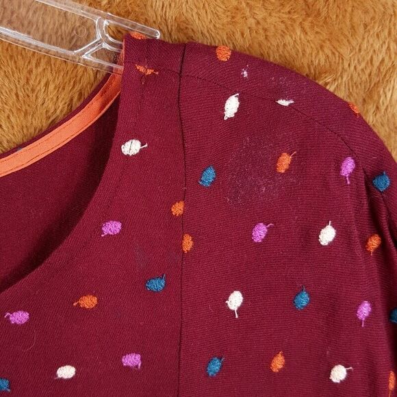 MAEVE Womens Top Medium Maroon Pullover Swiss Polka Dot Dottie ANTHROPOLOGIE - Picture 7 of 11